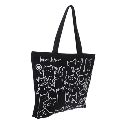 KOMBIUDA Große Canvas Schultertasche Damen Handtasche mit Süßem Tier Print Vielseitige Tragetasche mit Geräumigem Innenraum Modische Einkaufstasche für Alltag und Freizeit von KOMBIUDA