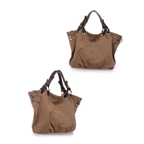 KOMBIUDA Große Canvas Tote Bag mit Hoher Kapazität Robuster Baumwoll polyester mischung Modische Umhängetasche für Damen Leicht Strapazierfähig für Strand Einkauf und Alltag Kaffeebraun von KOMBIUDA