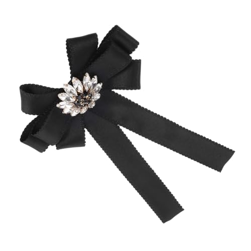 KOMBIUDA Große Damen Brosche Schleife mit Funkelnden Strasssteinen Eleganter Schwarzer Ansteckpin für Blusen und Mäntel Modischer Lapel Pin für Berufliche Outfits und Festliche Anlässe von KOMBIUDA