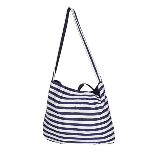 KOMBIUDA Große Doppelseitige Gestreifte Tote Bag Geräumige Schulter Crossbody-handtasche aus Robustem Canvas Wiederverwendbar für Damen für Arbeit Einkaufen Strand und Alltag von KOMBIUDA