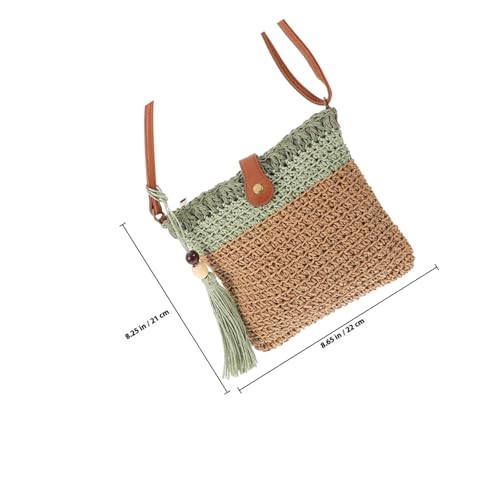 KOMBIUDA Große Geflochtene Tassel Schultertasche Damen Strandtasche Sommer Handtasche mit Geräumigem Fassungsvermögen Modische Grüne Basttasche für Urlaub Alltag und Freizeit von KOMBIUDA