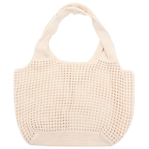 KOMBIUDA Große Gehäkelte Strandtasche Damen Schultertasche aus Mesh Leichte Langlebige Sommer tote mit Viel Stauraum für Alltag Shopping Picknick und Strand Modische Handarbeit in Apricot von KOMBIUDA