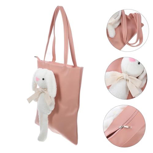 KOMBIUDA Große Kapazität Damen Handtasche aus Strapazierfähigem PU mit Niedlichem Hasenmotiv Modische Tote Bag für Arbeit und Alltag Geräumige Umhängetasche in Rosa Bequem und Langlebig von KOMBIUDA