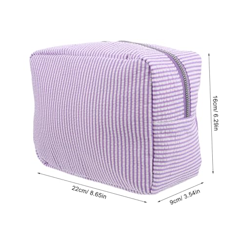 KOMBIUDA Große Kosmetiktasche Damen Gestreift aus Baumwolle Leinen Polyester Robust Vielseitig für Reisen Business Alltag Tragbar mit Viel Stauraum von KOMBIUDA