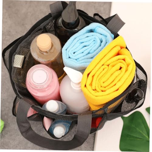 KOMBIUDA Große Mesh Strandtasche mit Fächern Leichter für Familie Geräumiger Organizer für Badetücher Kosmetik und Schwimmausrüstung Vielseitig für Strand Pool Urlaub und Reisen Schwarz von KOMBIUDA