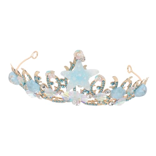 KOMBIUDA Handgefertigte Meerjungfrau Tiara mit Strass Seestern Leichtes Mädchen Prinzessin Haarreif Thema Haarschmuck für Hochzeit Geburtstag Party von KOMBIUDA