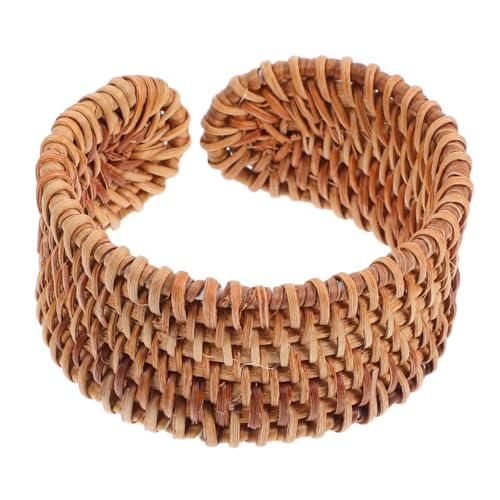 KOMBIUDA Handgefertigtes Wicker Braid Armband Damen Leichter Geflochtener Rattan Manschettenbangle Boho Stil Chunky Vintage Design Einzigartiges Handgesponnenes Schmuckstück für von KOMBIUDA