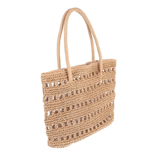KOMBIUDA Handgewebte Große Damen tote bag mit Offenem Fach Leicht Strapazierfähig Vielseitig Tragbar für Strand Freizeit und Urlaub am Wasser von KOMBIUDA