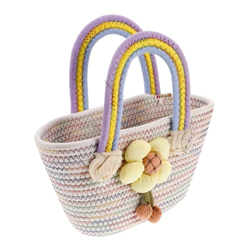 KOMBIUDA Handgewebte Kleine Handtasche Damen Bunte Regenbogen Umhängetasche aus Baumwolle Vielseitige Sommer Schultertasche für Alltag Outdoor und Reisen Modische Purse von KOMBIUDA