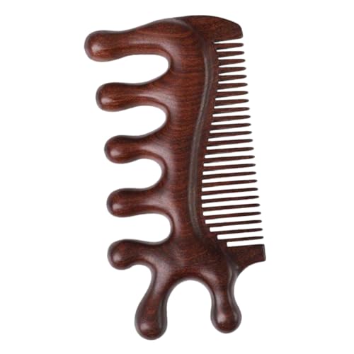 KOMBIUDA Handlicher Sandelholz Massagekamm mit Breiten Zähnen Statikfrei Fördert Kopfmassage und Durchblutung Geeignet für Frauen Pflegt Glattes und Lockiges Haar Tragbar und Schonend für von KOMBIUDA