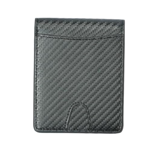 KOMBIUDA Herren Geldbörse aus Carbonfaser mit Diebstahl Schutz Portemonnaie aus Schwarzem Kreditkartenetui Kompakte Brieftasche für Karten und Kleingeld von KOMBIUDA