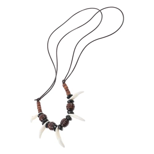 KOMBIUDA Herren Halskette Wolfzahn Anhänger Verstellbare Perlenkette Tribal Stil Leichtes Schmuck für Alltag Strand Surfen von KOMBIUDA
