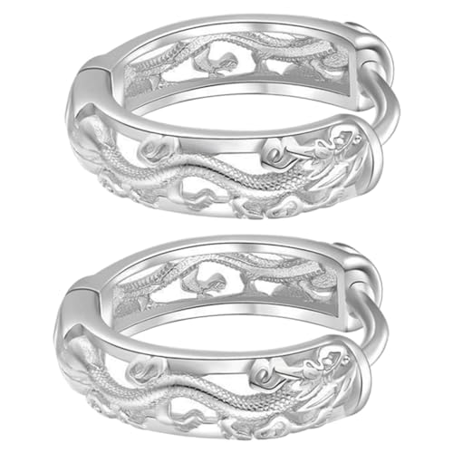 KOMBIUDA Herren Ohrringe Silber Retro Dragon Design Leichte Kleine Creolen Vintage Ohrstecker Ethno Stil Modisch und Hautfreundlich als Geschenk für Männer zu Besonderen Anlässen von KOMBIUDA