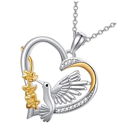 KOMBIUDA Herz Anhänger Halskette Mit Vogel Schmuck Für Damen Schlüsselbeinkette Ästhetisch Geburtstagsgeschenk Für Valentinstag von KOMBIUDA
