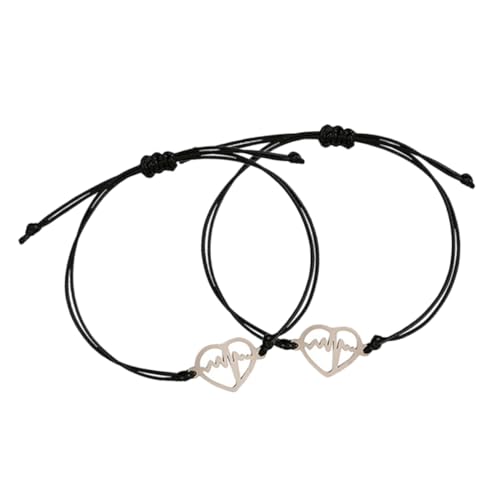 KOMBIUDA Herz elektrokardiogramm Armband Edelstahl Geflochtenes Seil Damen Teenager Schmuck Geschenk Robust Farbecht Minimalist von KOMBIUDA
