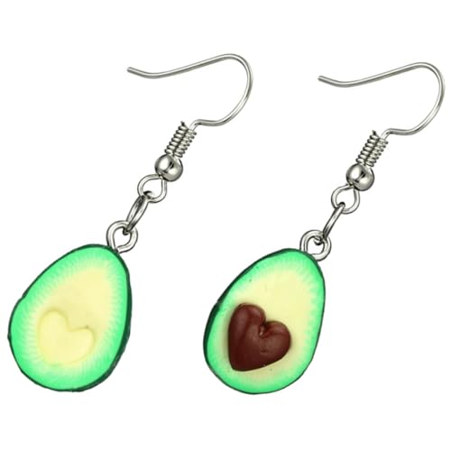 KOMBIUDA Herzförmige Ohrringe Damen Leichte Polymer Clay Ohrhänger Avocado Design Damen Ohrschmuck Mädchen Tropfen Ohrringe Allergiefrei Alltag Schmuck Geschenk von KOMBIUDA