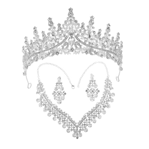 KOMBIUDA Hochwertiges Brautschmuck Set mit Strass Diadem-Design Elegantes Halskette und Ohrringe Set aus Langlebiger Legierung Vielseitig für Hochzeit Abschlussball und Festliche Anlässe von KOMBIUDA
