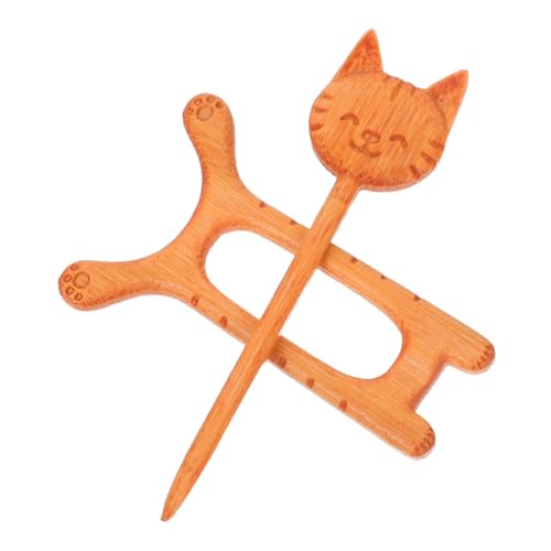 KOMBIUDA Hölzerne Kätzchenbrosche Süße Katzendesign Brosche Lustige Katzenbrosche Pullover Clip Aus Holz Tiermuster Brosche Lustige Schalnadel Katzenschalnadel Schalnadel Süße von KOMBIUDA