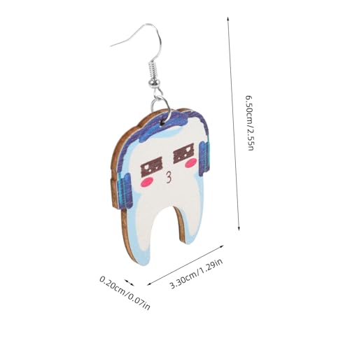 KOMBIUDA Holz ohrringe Zahn form Dangle Schmuck für Damen Einzigartige Cartoon Ohrhänger Modische Hölzerne Ohrpendants Leichte Handgefertigte Ohrringe Geschenkidee für Alltag und Events von KOMBIUDA