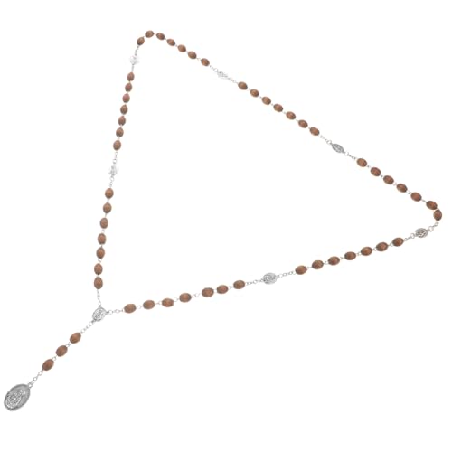 KOMBIUDA Holzperlen Halskette Herren Damen Authentische Rosary Beaded Neck Chain Modischer Schmuck für Frauen Vielseitiges für Alltag Hochzeit Muttertag Weihnachten von KOMBIUDA