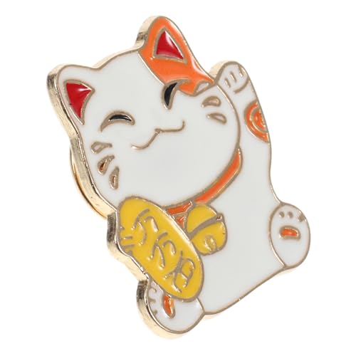 KOMBIUDA Japanische Stil Brosche Katze Anstecknadel Niedlich Glatte Oberfläche Sicher Modisches Accessoire für Damen und Herren Cartoon Glückskatze Pin für Kleidung und Taschen von KOMBIUDA
