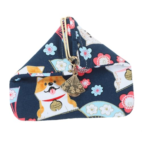 KOMBIUDA Japanisches Damen Münzportemonnaie mit Magnetischem Katzenverschluss Handgefertigte Dreieckige Baumwollbörse in Blau Multifunktionale Kreditkarten und Geldbörse Modische Kleine von KOMBIUDA