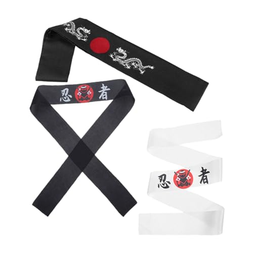 KOMBIUDA 3stücke Karate-stirnband Japanisches Stirnband Samurai- Ninja-stirnbänder Hachimaki- Drachen Traditionelle Japanische Kopfbedeckung Sport Und Kostüm von KOMBIUDA