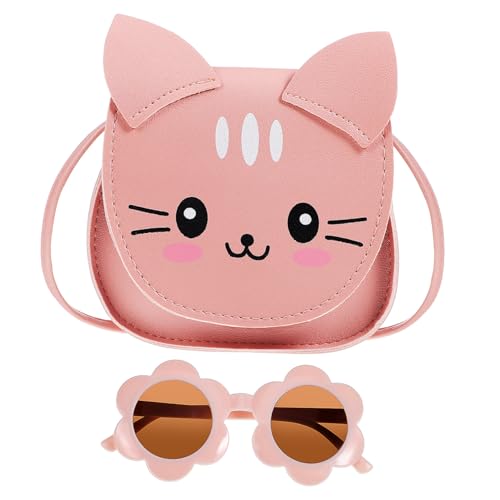 KOMBIUDA Kawaii Crossbody Schultertasche Katzenform mit Sonnenblumen Sonnenbrille Mädchen Handtasche Leicht und Stylisch als von KOMBIUDA