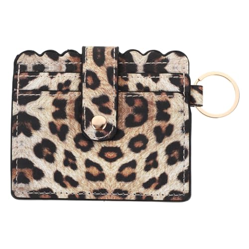 KOMBIUDA Kleine Damen Geldbörse Leopardmuster PU Kartenetui mit Knopfverschluss Kreditkartenhalter und Münzfach für Reisen und Geschäftsreisen von KOMBIUDA