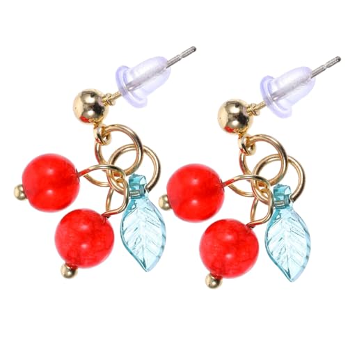 KOMBIUDA Kleine Frucht Ohrstecker Damen Ohrschmuck in Rot Vintage Stil Frucht Ohrringe Geschenkset für Alltag und Festlichkeiten von KOMBIUDA