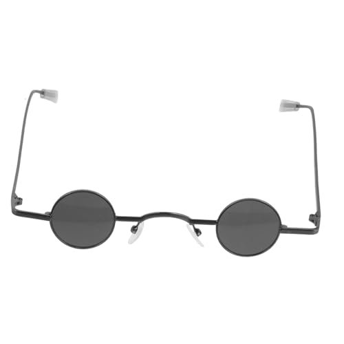 KOMBIUDA Kleine Runde Retro Sonnenbrille Unisex Vintage Punk Stil Leichte Party Brille Strand Eyewear Modisch Robust Schwarz von KOMBIUDA