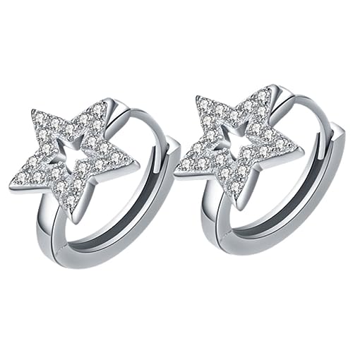 KOMBIUDA Kleine Stern Creolen Ohrringe aus Silber Hohl mit Funkelnden Zirkonia Teenager Ohrringe für Mädchen Ab Langlebiger Damenschmuck als Elegantes von KOMBIUDA