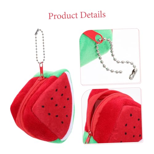 KOMBIUDA Kleiner Münzgeldbeutel Damen Wassermelone Form Plüsch Dreieck Portemonnaie mit Reißverschluss für Münzen Schlüssel Lippenstift Kleine Tasche Kompakt Leicht von KOMBIUDA
