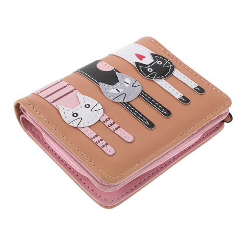 KOMBIUDA Kompakte Kleine Geldbörse mit Katzenmotiv für Damen und Mädchen Doppelt Klappbar mit Reißverschluss und Druckknopf Schlanker Münzbeutel aus Kunstleder Sicherer Kartenhalter für von KOMBIUDA