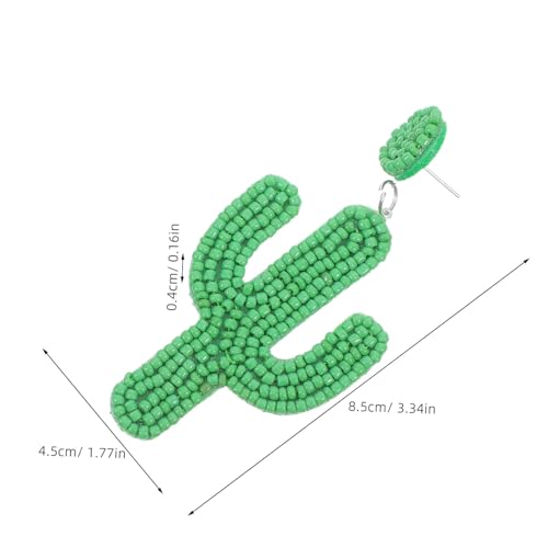 KOMBIUDA Kreative Handgefertigte Boho Ohrringe Damen Grüne Perlen Kaktus Dangle Ohrschmuck Modisch für Alltag Geschenk von KOMBIUDA