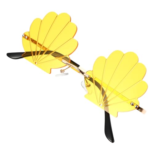 KOMBIUDA Kreative Sonnenbrille mit Muschel Design Gelb Leichte Party Foto Booth Brille für Damen und Herren Lustiger Sonnenschutz für Kostüm und Straßenaufnahmen von KOMBIUDA