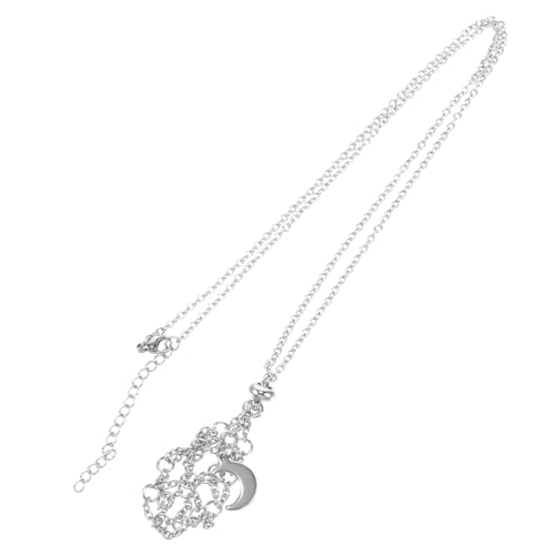 KOMBIUDA Kristallanhänger Käfig Halskette Verstellbar Metallnetz mit Mondmotiv Langlebiger Edelsteinhalter für Steine und Schmuck DIY für Damen und Herren von KOMBIUDA