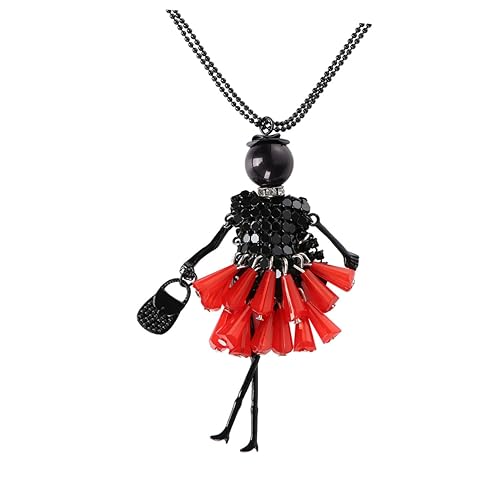 KOMBIUDA Lange Cartoon Halskette mit Anhänger für Frauen Rote Puppe Vielseitig Einsetzbar für Partys Reisen Strand und Festivals Leicht und Langlebig von KOMBIUDA