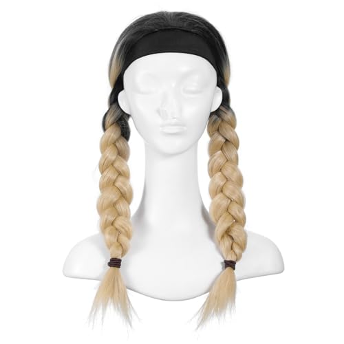 KOMBIUDA Langhaar-headband-perücke Damen Hitzebeständige Synthetische Fasern Natürliche Haarlinie Mittiger Scheitel Hautfreundlich Einfaches Tragen für Alltag Party Halloween Cosplay von KOMBIUDA