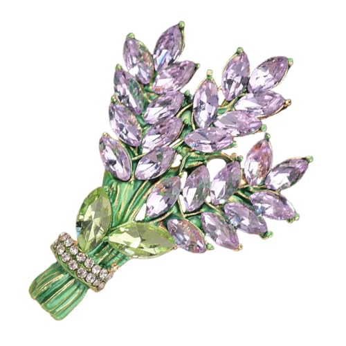 KOMBIUDA Lavendel Blüten Brosche Anstecknadel für Damen mit Strass Eleganter Blumen Lapel Pin aus Hochwertiger Legierung Dekorativer Schmuck für Kleidung Party Treffen und Besondere von KOMBIUDA