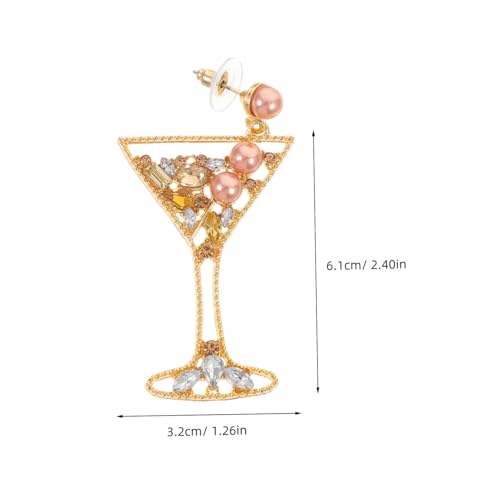 KOMBIUDA Leichte Damen Ohrhänger mit Weinglas anhänger Funkelnde Perlen und Strass Langlebige Zinklegierung Modische Festival ohrringe für Alltag Hochzeit Weihnachten und Geburtstagsfeiern von KOMBIUDA