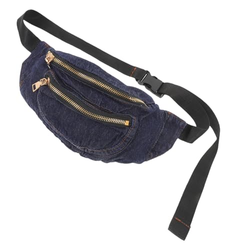KOMBIUDA Leichte Denim Hüfttasche Damen Verstellbar Elastischer Crossbody Brusttasche Dunkelblau Robuste Umhängetasche Modisch Vielseitig für Alltag Reise Fitness von KOMBIUDA