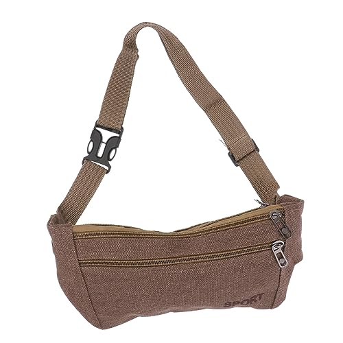 KOMBIUDA Wasserdichter Canvas Hüfttasche Für Handy Multifunktionale Sport Und Laufgürteltasche Für Männer Und Frauen Für Wandern Radfahren Und Reisen Kaffeefarbe von KOMBIUDA
