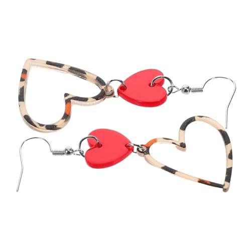 KOMBIUDA Herzformige Ohrringe Mit Leopardenmuster Acryl Damen-tiermuster-accessoires Halsketten-anhänger Hochzeiten Und Partys von KOMBIUDA