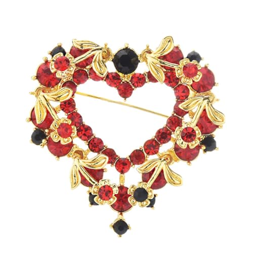 KOMBIUDA Liebesherz Brosche mit Strass Dekorative Anstecknadel aus Langlebiger Legierung Modisches Accessoire für Kleidung Schals Taschen Schützt vor Verrutschen Leicht und Elegant für von KOMBIUDA