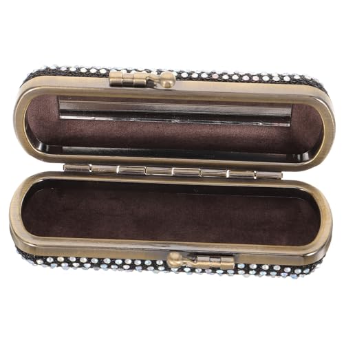 KOMBIUDA Lipstick Case Antik Plating mit Spiegel Tragbarer Lippenstift Organizer mit Strasssteinen Kompakte Kosmetik Aufbewahrung für Handtasche und Make up Platzsparend und Stilvoll von KOMBIUDA