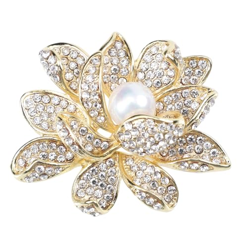 KOMBIUDA Lotus Brosche aus Legierung mit Perlen Modische Damen Anstecknadel Blumenförmiges Design Vielseitiges Schmuckaccessoire für Kleidung Schals und Taschen Leicht und Langlebig KOMBIUDA Lotus Brosche aus Legierung mit Perlen Modische Damen Anstecknadel Blumenförmiges Design Vielseitiges Schmuckaccessoire für Kleidung Schals und Taschen Leicht und Langlebig von KOMBIUDA