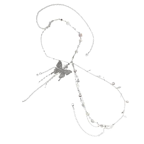 KOMBIUDA Mehrlagige Chain mit Schmetterlingsanhänger und Verstellbarer Modische Mehrschichtige Bauchkette mit Strass und Perlen für Damen für Party Alltagsoutfits KOMBIUDA Mehrlagige Chain mit Schmetterlingsanhänger und Verstellbarer Modische Mehrschichtige Bauchkette mit Strass und Perlen für Damen für Party Alltagsoutfits von KOMBIUDA