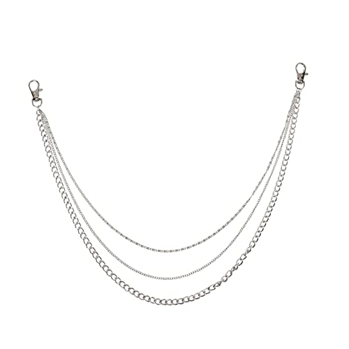KOMBIUDA Mehrlagige Punk Hosenkette Gürtelkette für Jeans Lederhosen Rock Vielseitig Damen Herren Modisches Accessoire Silber von KOMBIUDA