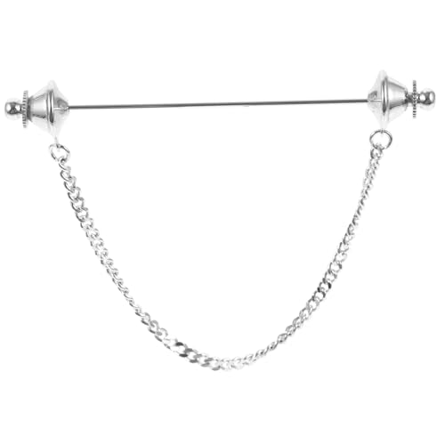 KOMBIUDA Metal Herren Krawattennadel mit Kettenbrosche Dekorativer Kragenclip Stilvolle Hemdkragen Bar Vielseitige Anstecknadel für Business und Festliche Anlässe von KOMBIUDA